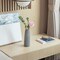 Grey Striped Decorative Round Table Centerpiece Flower Vase Display Modern Home Decor Accent Stylish Elegant Ornamental Accessory Floral Arrangement Holder Living Room Dining Room Kitchen Decoration